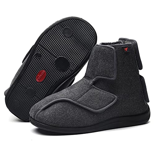 Zdcdy Zapatos para Diabéticos Invierno para Hombre, Fácil Cierre Pantuflas para Diabéticos con Cierre Ajustable De Vel-CRO, Suave Cálida Diabético Obesidad Zapatillas para Artritis Edema,Grey-47 Cover