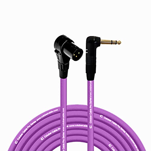 COLUBER CABLE Right Angle XLR Male to Right Angle 1/4" TRS - 35 Feet - Purple - Pro 3-Pin Microphone Connector for Powered Speakers, Audio Interface or Mixer for Live Performance & Recording