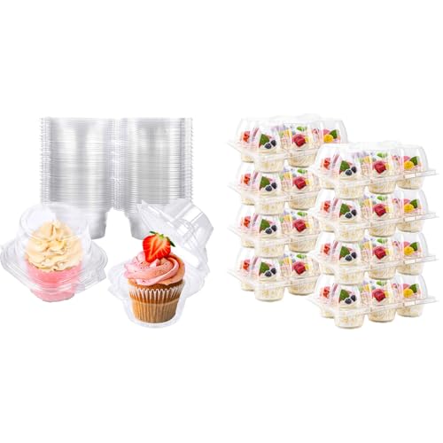 NPLUX NPLUX Bundle of 25 Pack Individual Cupcake Containers and 6 Count Cupcake Containers