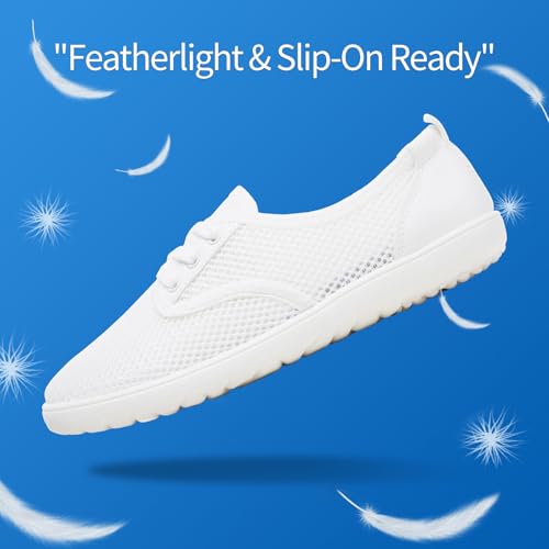 THATXUAOV Women's Breathable Mesh Tennis Shoes - Lightweight Low Top Lace-Up Canvas White Sneakers for Casual Walking, Sports, and Everyday Comfort4