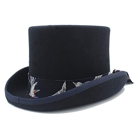 LLPBEAU-hat DIY Steampunk Top Hat with Blue Pattern Cloth Mad Hatter Hat for Women (Color : Black, Size : 55CM) Cover