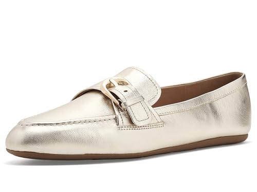 Cole Haan Women's Grand Ambition Alette Buckle Loafers, Soft Gold Tumbled Leather, 7.5-C US