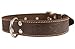 Genuine Leather Dog Collar 1.4"x25" Fits 17"-22" Neck, Brown German Shepherd