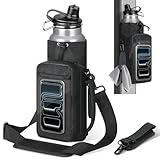 MoKo Borsa da palestra magnetica, porta borraccia magnetica con custodia trasparente telefono, borsa fitness incorporata con 4 magneti uomini donne compatibile con la maggior delle borracce, Nero