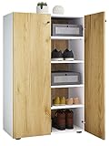 VCM Mueble Zapatero Grande de Madera XL Mueble Zapatero Grande Botas Mueble Pasillo Lona 5 Compartimentos Roble Blanco/Miel