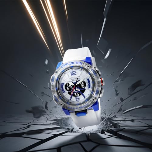 Image of Carlington Velocity Series Analog-Digital Sports Watches for Men and Boys with Alarm, Stopwatch, Backlit Display, Dualtime, Silicone Rubber Strap, Water & Shock Resiatant - CT 8058