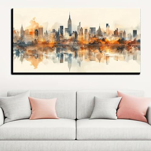 Toile paysage urbain abstrait de qualité premium signée KADING