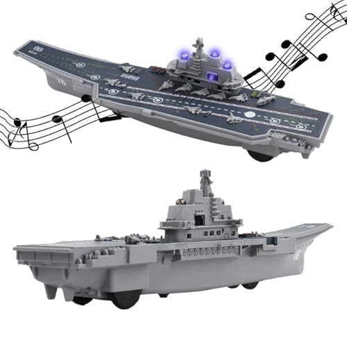 OTONOPI Aircraft Carrier Naval Ship Model Warship Battleship with Lights and Sounds Pull Back Toy...