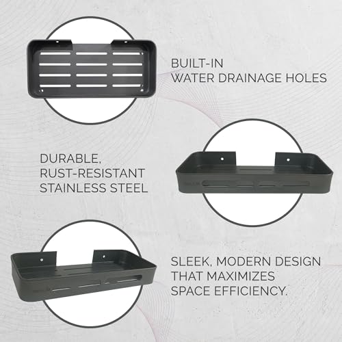Image of IBELL Shelf for Bathroom and Kitchen | Wall Rack with Adhesive or Drilling | Storage Stand for Wall | Bathroom and Kitchen Accessories - Grey