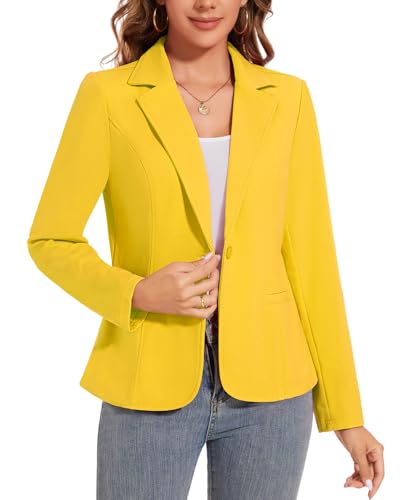 Women's Button Front Blazer Jackets Long Sleeve Lapel Business Casual Office Work Lightweight Blazers with Pocket4