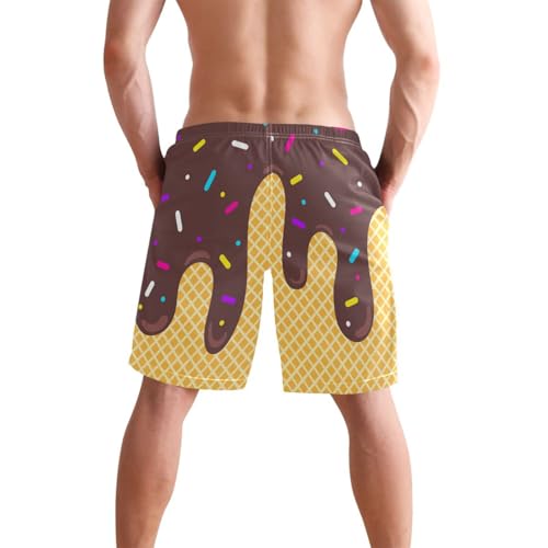 Men's Swim Trunks,Brown Ice Cream Quick Dry Swimming Board Shorts, Breathable Beach Swimwear Summer Swim Shorts with Pockets XX-Large3