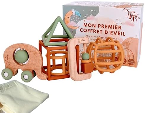 Jouets d'éveil bébé 1er âge - Coffret naissance mixte montessori ...