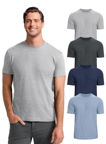 Yshow T Shirts for Men Pack of 4 – Plain Cotton Blend Athletic Fit Mens T Shirts