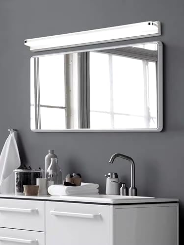 Luminária LED de Parede para Banheiro, 92cm, Luz Branca Quente 3500K, Acabamento Cromado, Moderna