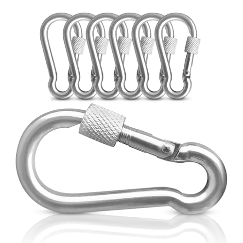 PinPro Schraubkarabiner ähnlich DIN 5299C in mehrere Größen mit Traglast bis 510kg | Karabinerhaken aus verzinktem Stahl mit Sicherheitsmutter (100x10mm 5St. 350kg)
