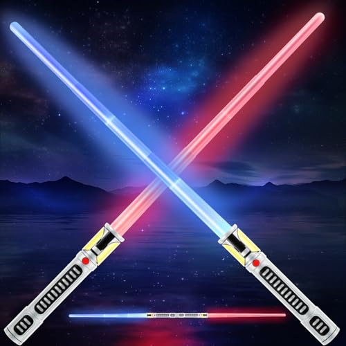 YOSXXCN Light Up Sword, 2 Pack LED Toy Sword Extendable for Kids by YOSXXCN - Used condition - US$15.80