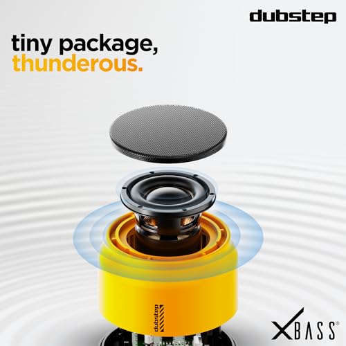 Image of Dubstep Pop 600 Bluetooth Speaker, 6W RMS Stereo Output, 15 Hours Playtime, TWS Pairing, 52mm Dynamic Drivers (Yellow)