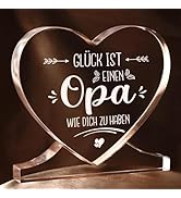 Juratar Opa Geschenk von Enkelkindern, Herzförmige Acryl Heimat Dekoration, Dekorative Geschenkar...