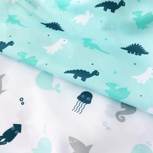 Baby Bassinet Fitted Sheets 4 Pack Compatible with 4moms MamaRoo Sleep, Regalo Baby Basics Bassinet and Chicco Close to You 3-in-1 Bedside, Ultra Soft and Skin-Friendly, Aqua Dinosaurs & White Ocean - Thumbnail 4