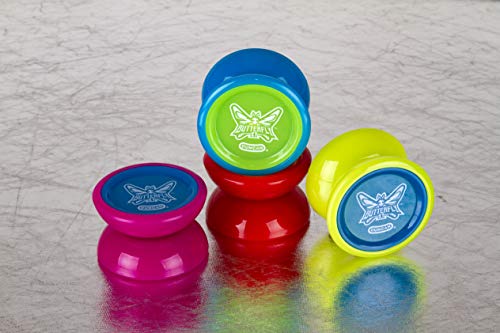 duncan toys butterfly xt yo-yo with string ball bearing axle and plastic body string trick yo-yo blue with green cap