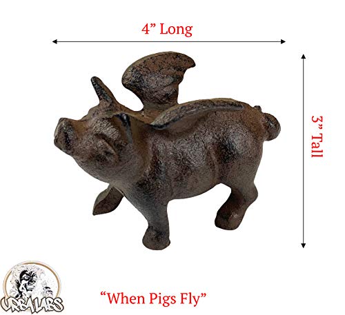 Urbalabs When Pigs Fly The Flying Pig Cast Iron Figurine With Wings Set Of 2 Dark Bronze Finish Heavy Home Office Desk Industrial Rustic Farmhouse Paperweight Paintable Decor #TOP2