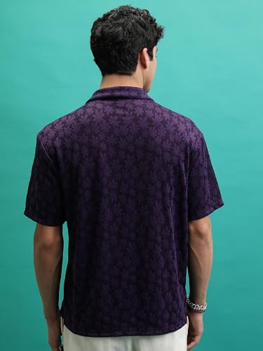 Image of Highlander Men's Regular Fit Shirts | Self Design | Half Sleeves | Spread Collar | Casual Shirts | Stylish Shirt