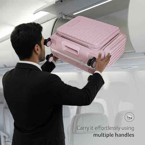 Image of Acer Barcelona Overnighter Suitcase, 19 inch Cabin, Recycled Polyester Material, Top Opening with Quick-Access Compartment, TSA Lock, 360 Degree Spin 8 Wheel, Pink