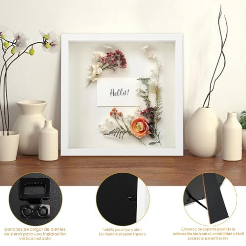 Miniatura 4 de Marco De Fotos 3d Para Rellenar, Marcos Con Profundidad De Madera, Marco 20x20 Ideal Como Marcos Para Cuadros 3d Y Recuerdos Como Flores, Ramos De Boda Y Objetos Decorativos.