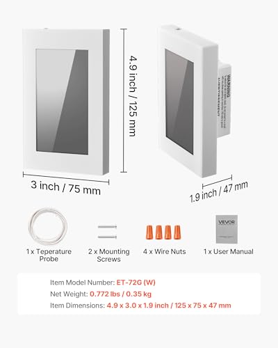 Image of VEVOR 7-Day Programmable Thermostat Gray-White (Without WiFi) - for Radiant Underfloor Heating Cable & Heat Pump, GFCI & Sensitive Sensor, LCD Touchscreen, Energy-Efficient