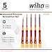 Wiha 32085 Insulated PicoFinish Precision Screwdriver Set, 5 Piece, Slotted & Phillips, 1000V VDE, Black Oxide