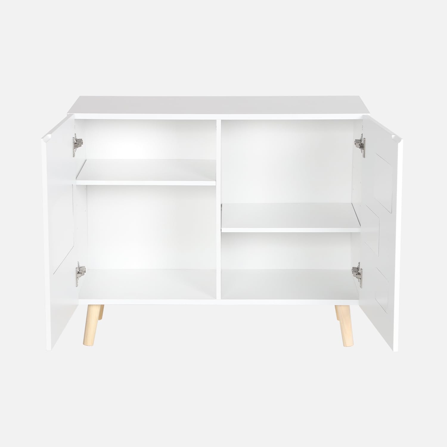 sweeek - Commode Enfant. Blanc. 2 Portes avec Nuages en cannage. 2 étagères