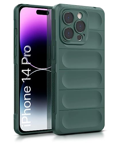 Image of WOW IMAGINE Ultimate Silicon Back Cover Case for Apple iPhone 14 Pro | Military Grade Drop Protection Shockproof Bumper | Anti-Slip Grip | Scratch Proof Micro-Fibre Cloth Inside (Forest Green)
