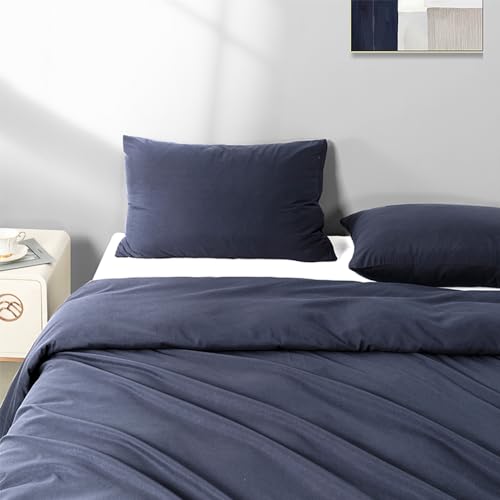 Image of 2 Pack Microfiber Queen Zipper Pillowcases, Soft Comfortable Not Shrink Navy Blue Pillow Case, Breathable Pillow Cases Set of 2 (20x30 Inches)