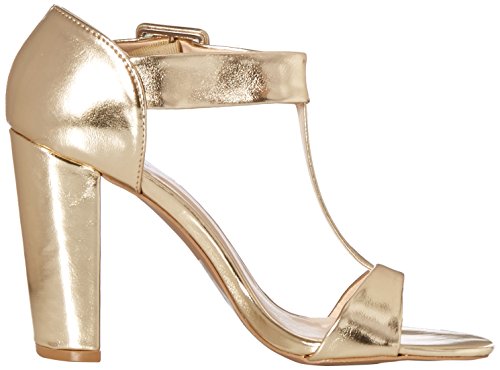 Qupid Women's Cashmere-16 T-Strap Sandal, Gold, 9 M Us #TOP5