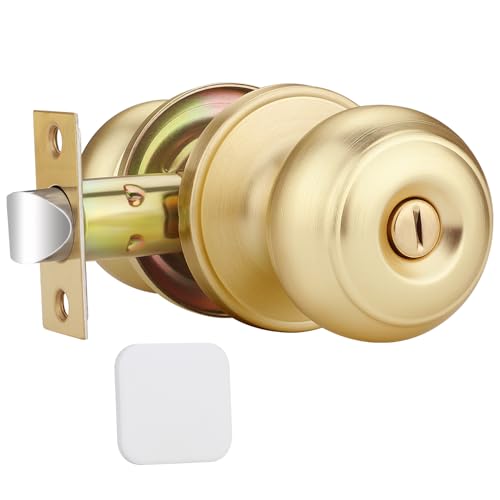 EHOMEWARE 10 Pack Brushed Gold Door Knobs, Privacy Door Knob Interior, Keyless Bedroom Door Handle, Bathroom Door Lock, Reversible for Left Right Handed Doors by EHOMEWARE - Used condition - US$100.86