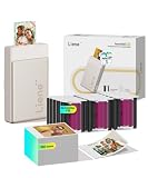 Liene Pearl N200 Pro Max Packet – Tragbarer Mini-Fotodrucker mit Farbsublimation, inkl. großzügigem Fotopapier- & Farbband-Vorrat, Bluetooth, 300 DPI, Sofortbilddrucker für iPhone/Android, Akku, Gold