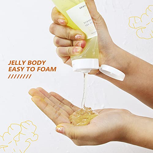 Liyalan Turmeric Gel Facial Cleanser Control Moisturizing Pore Cleansing Exfoliating Foam Face Wash Gel Anti-Acne Blackhead Skincare（120G） #TOP5