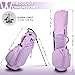 Wongle Luxury Womens Golf Bag, PU Leather Golf Stand Bag for Women/Ladies, 14-Way Full-Length Top Dividers, Ultra Lightweight, Large Pockets for Accessories (Lavender)
