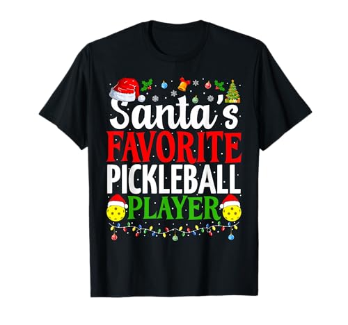 Santa's Favorite Pickleball Player Christmas Pickleball T-Shirt