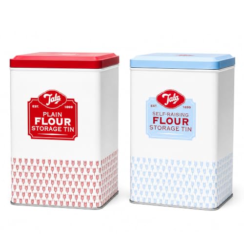 WINSOME Flour Storage Container | Metal Flour Tin with Lid (18.5 x 9.2 x 12 cm) | Tight-Fit Lid Flour Jar That Keeps it Fresh & Clean (Plain & Self Raising Flour Storage Container)