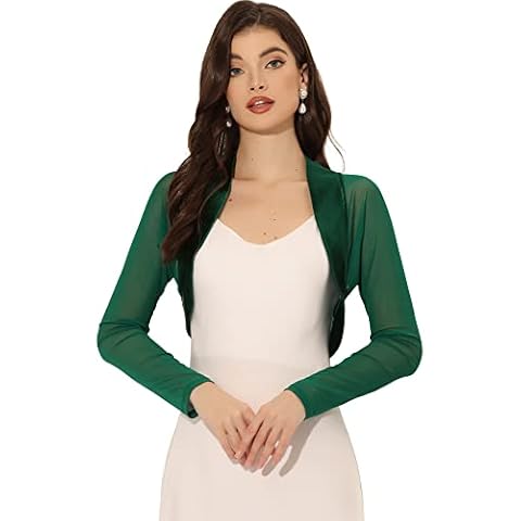 Allegra K Women's Mesh Sleeve Crop Cardigan Cover