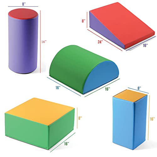 Climb And Crawl Activity Play Set,Climbing Lightweight Foam Shape toy for toddlers 5 Piece Soft zone climbing blocks,Safe Indoor Crawling Gym Equipment for Toddler,Infant,Baby Waterproof Easy to Clean