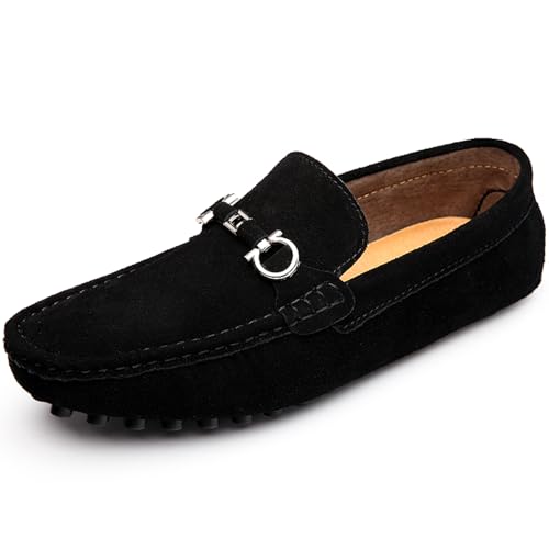 Penny Loafers Men Flat Feet Suede Leather Slip-on Driving Moccasins Casual Boat Shoes