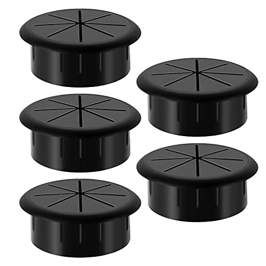 HYCC 2 Inch Desk Grommet Black, Desk Hole Cover for Cables, Flexible Cable Grommet - 5 Pack