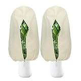 Plant Fleece Frost Protection - 2 Pack 120x180 CM Garden Fleece Frost Protection Warming Jacket with Zipper & Drawstring, Plant Covers for Winter, Horticultural Fleece for Outdoor Trees & Plants
