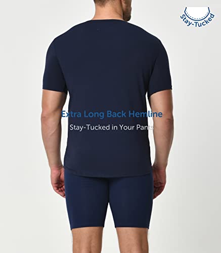 Comfneat Men's 3-Pack Undershirts Stretchy Cotton Spandex V-Neck T-Shirts (Navy V-Neck 3-Pack, L) #TOP1