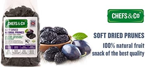CHEFS & CO Soft Dried Natural Prunes (pitted) | Whole Fruits | Unsorbated | No additives | Non-sulphured | No Added Sugar (Pack of 1 x 750g)