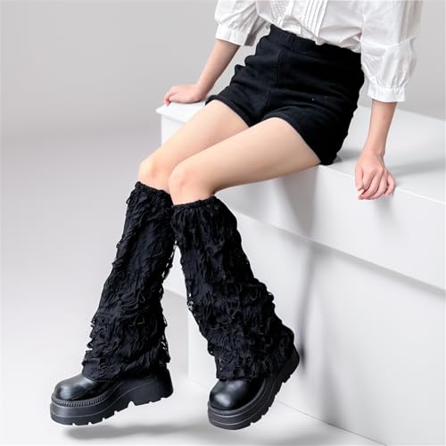 HeiBai Xiong Goth Leg Warmers for Women Punk Rave Japanese Grunge Emo Alt Gothic2