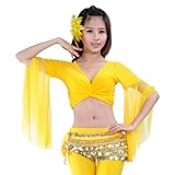 【Produktdetails】- Dieses dehnbare Tribal-Tanzoberteil hat einen V-Ausschnitt, Schnürung, 3/4-Tüll-Ausstellärmel, kurze Länge, Cardigan-Design und passt hervorragend zu Leggings, Röcken oder Tanzculottes.