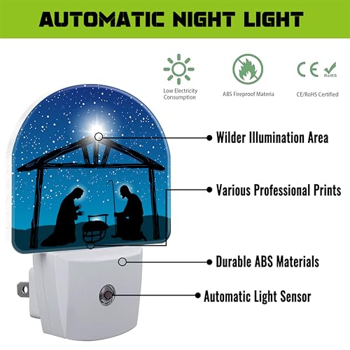 Image of Nativity Night of Jesus Night Light for Kids,Christmas Christian Jesus Plug in Night Light with Dusk to Dawn Sensor, 0.5w Energy Saving Nightlight for Hallway Stairway Kitchen Bedroom
